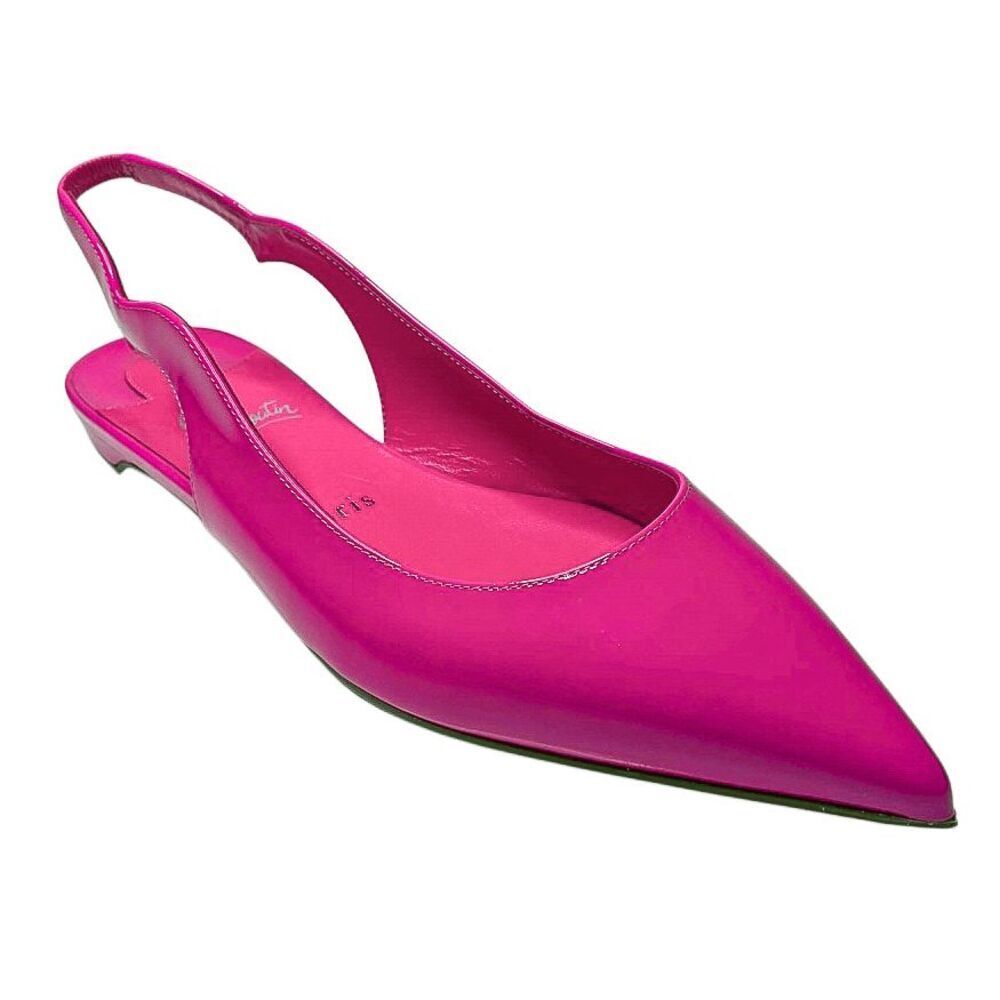 Christian Louboutin Hot Chickita Slingback Flats Fuchsia Pink Leather 36.5
